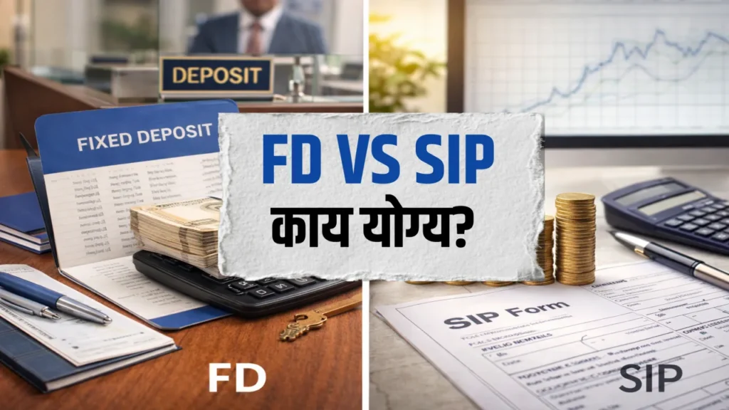 FD vs SIP : ₹1 लाख FD vs ₹1 लाख SIP – 2026 मध्ये कुठे पैसा वाढेल?