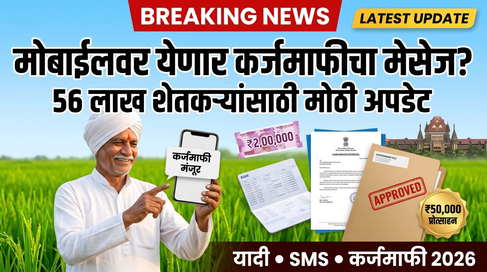 Image for Karj Mafi 2026 जुलैच्या पहिल्या आठवड्यात 56 लाख शेतकऱ्यांना येणार कर्जमाफीचा मेसेज? अंमलबजावणीला वेग