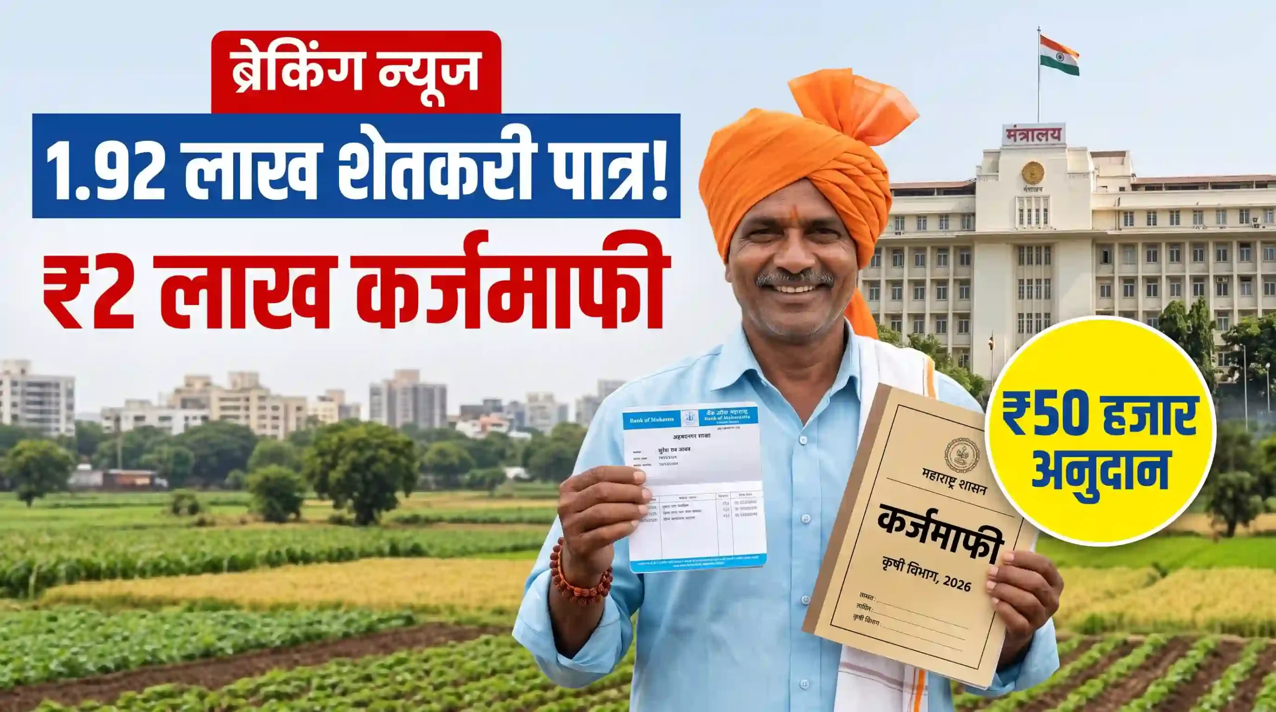 अहिल्यानगर जिल्हा बँकेचे 1.92 लाख शेतकरी पात्र! ₹2 लाख कर्जमाफीचा मोठा लाभ