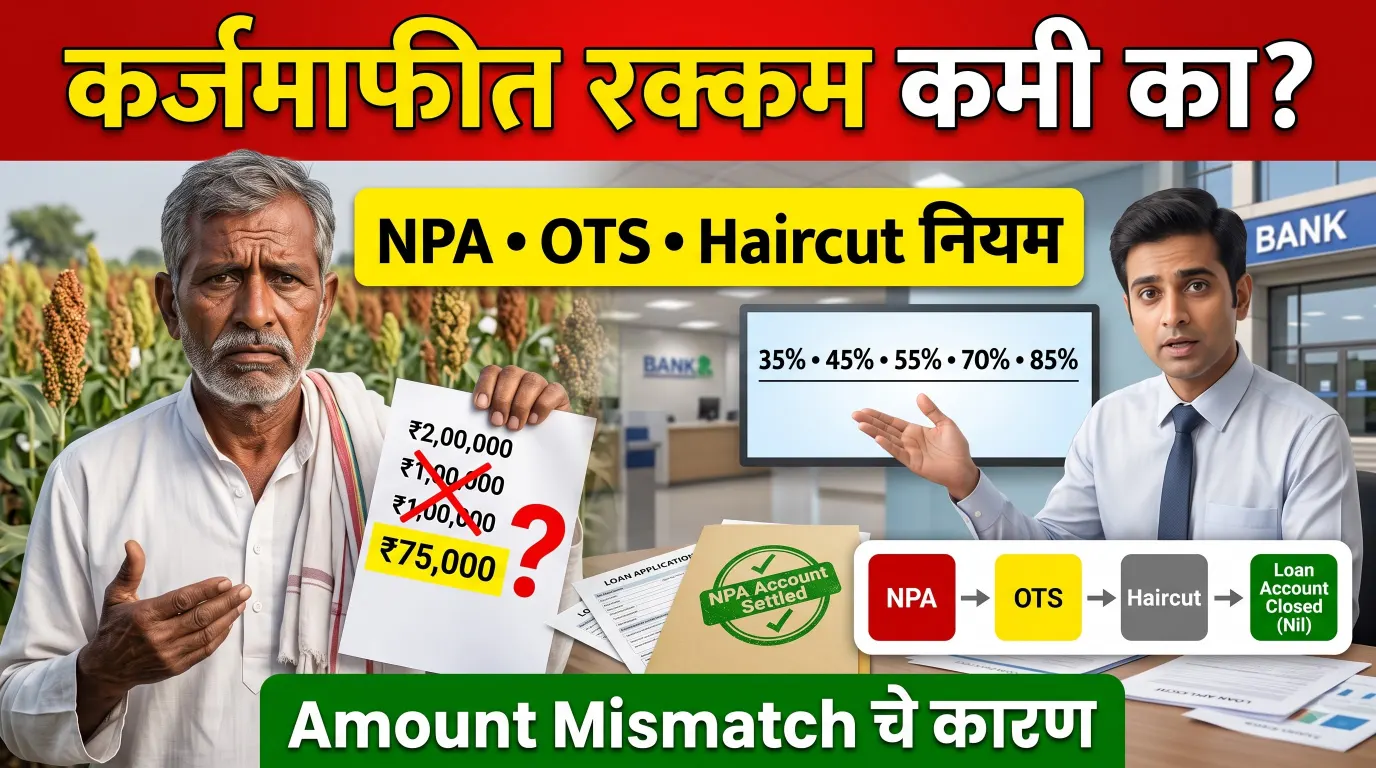 Karj Mafi Amount Mismatch NPA OTS Haircut नियम मराठी माहिती