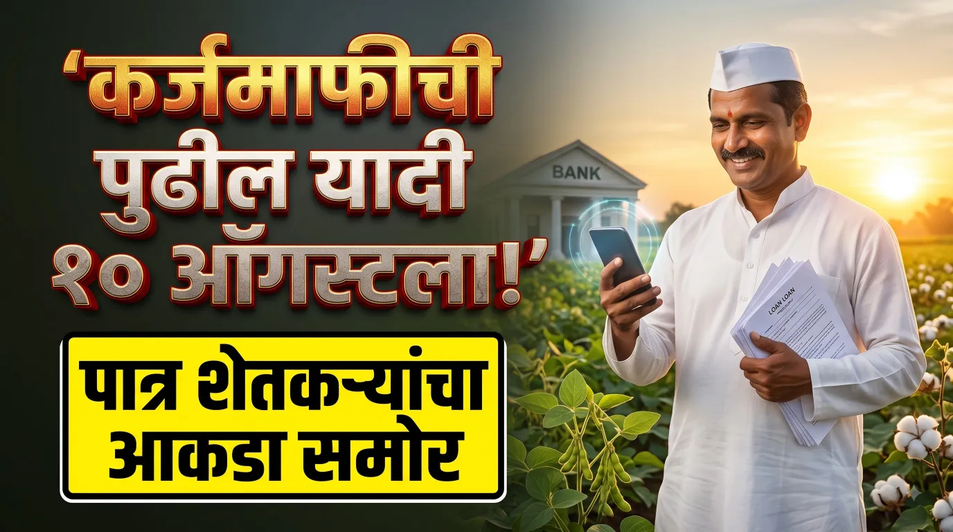 कर्जमाफीची पुढील यादी 10 ऑगस्टला; 56 लाख पात्र शेतकऱ्यांचा आकडा समोर