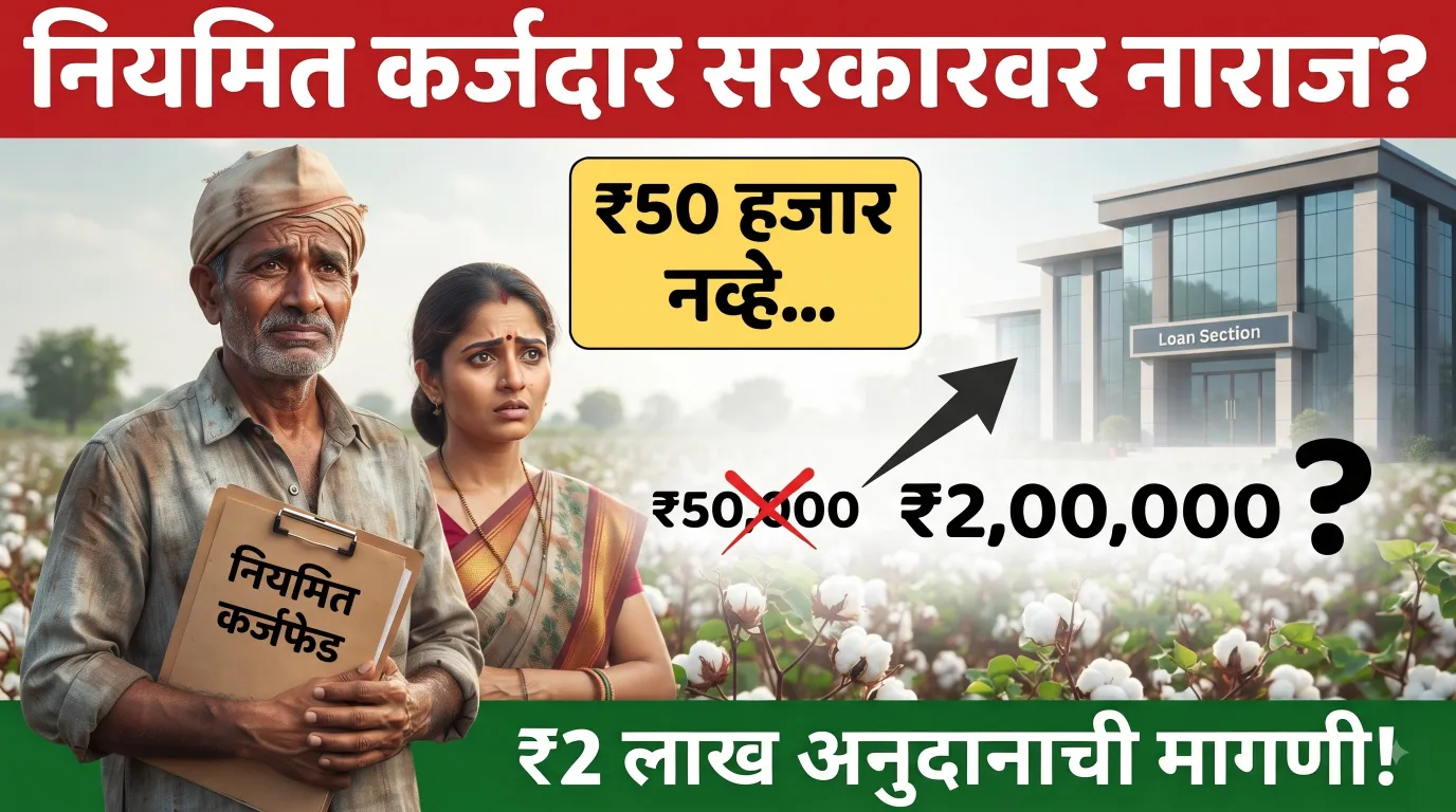 नियमित कर्ज फेडणारे शेतकरी सरकारवर नाराज; ₹2 लाख प्रोत्साहन अनुदानाची मागणी