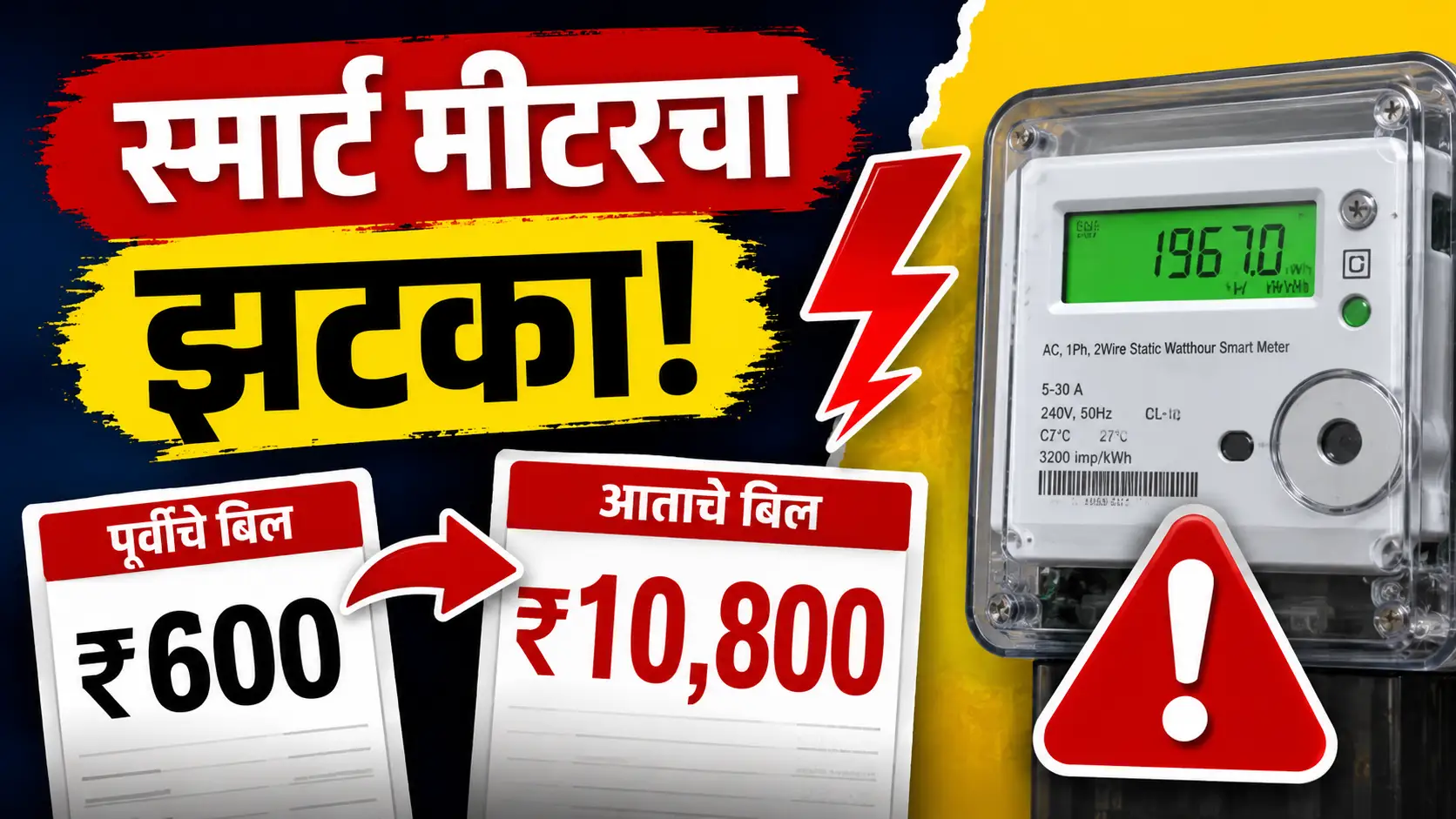 Smart Meter Electricity Bill 600 रुपयांचे वीजबिल 10800 रुपये