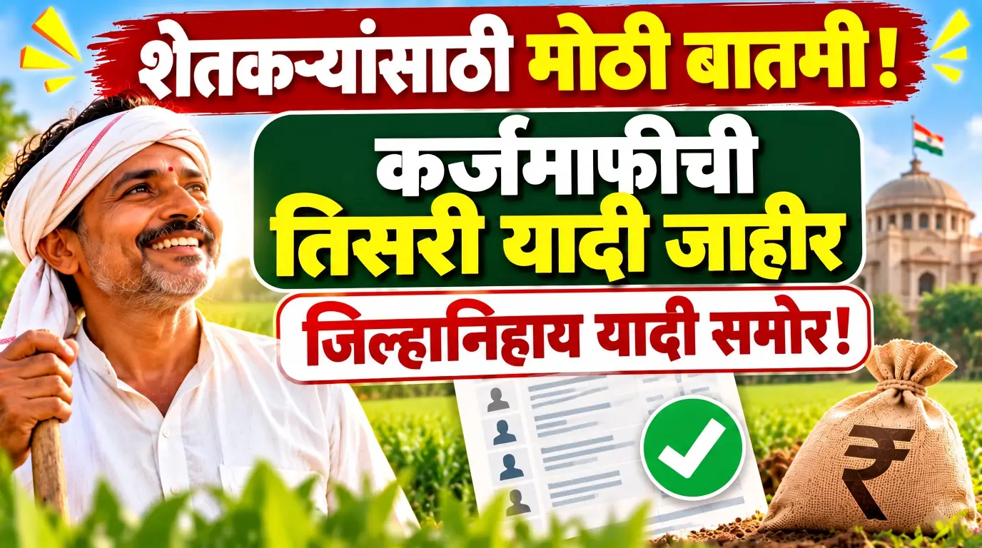 शेतकऱ्यांसाठी मोठी बातमी! कर्जमाफीची तिसरी यादी जाहीर, जिल्हानिहाय यादी समोर साडेतीन लाख शेतकऱ्यांचा समावेश