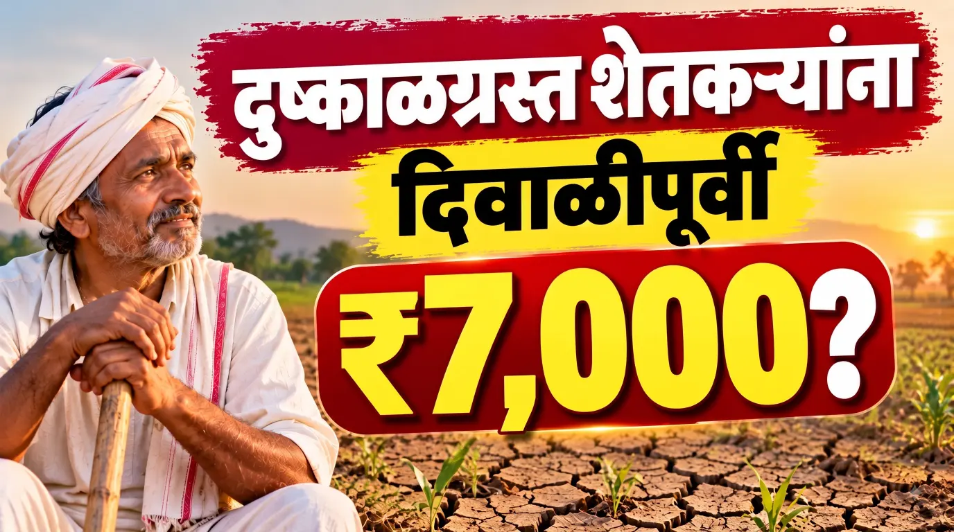 दुष्काळग्रस्त शेतकऱ्यांना दिवाळीपूर्वी ₹7,000 मिळणार? ₹5,000 मदतीसह नमो शेतकरी योजनेचा हप्ता चर्चेत!