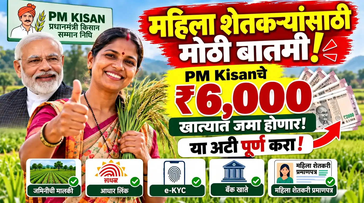 महिला शेतकऱ्यांसाठी महत्त्वाची बातमी! PM Kisanचे वार्षिक ₹6,000 मिळू शकतात; महिला शेतकरी प्रमाणपत्राचा काय उपयोग?